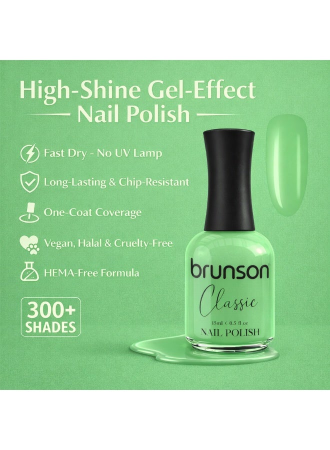 Brunson Classic Nail Polish 18ml Fast Dry Nail Lacquer Nail Harderner Normal Polish Glossy Gel Effect Quick Air Dry Long-Lasting Natural Nail Enamel Salon Quality Manicure Pedicure Regular Polish - Image 3